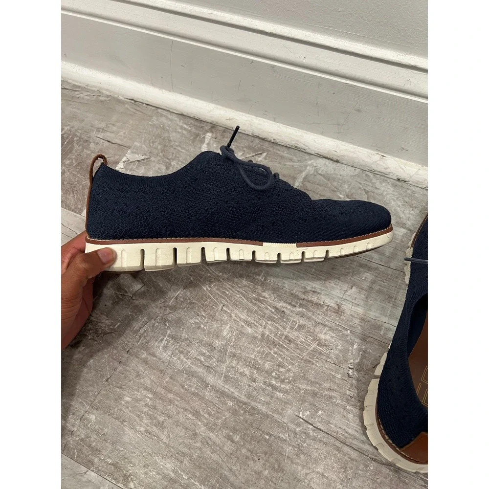 Cole Haan Men's Oxfords Navy Blue Zerogrand Knit Dress Shoes Size 9.5M